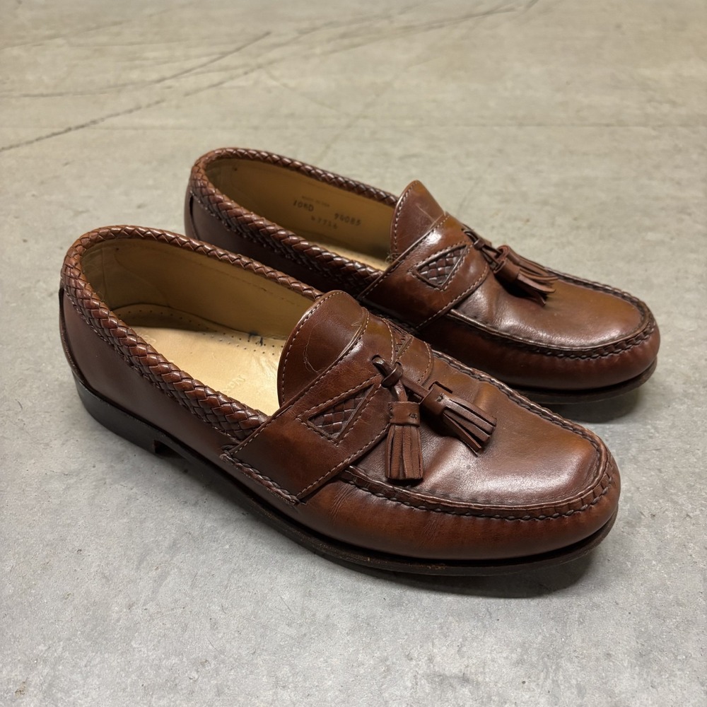 Allen Edmonds Maxfield Leather Tassel Loafers 10.5D Braided Brown Vintage